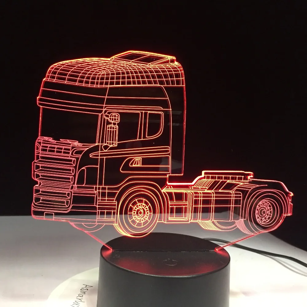 

Super Heavy Container Truck 3D Night Light 7 Changing Colors Illusion Night Lamp Touch Remote Switch USB Cable GX1840 Drop Ship