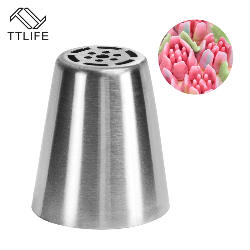 

TTLIFE 1PC Stainless Steel Russian Tulip Icing Piping Nozzles Cake Decoration Cream Tips DIY Cake Tool Bakeware Set Rose Flowers
