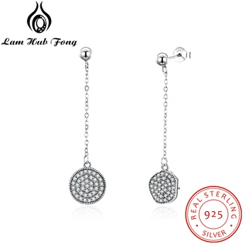 

100% 925 Sterling Silver Jewelry Romantic Style drop Earrings Prevent Allergy For Women Engagement Silver Earrings(Lam Hub Fong)