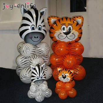 

1set Jungle Animal Tiger Lion Monkey Zebra Giraffe Cow Air Helium Balloon Kids Safari Birthday Party Decor Zoo Theme Supplies