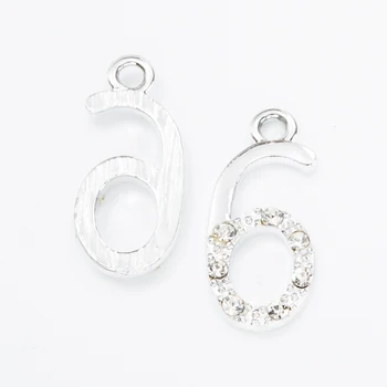 

30pcs high Quality digital 6 crystal Enamel Alloy jewelry Headdress pendants for bracelet necklace DIY jewelry making js1200