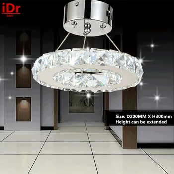 

LED energy-saving lamps Chandelier Stainless steel Ring K9 Crystal Lamp Fixture Modern Circle Light Dia200xH300mm