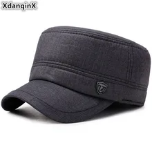 XdanqinX, Зимняя Теплая мужская шапка, хлопковые армейские военные шапки, плоская кепка с ушками, регулируемый размер, наушники, язык, Зимняя кепка s для мужчин