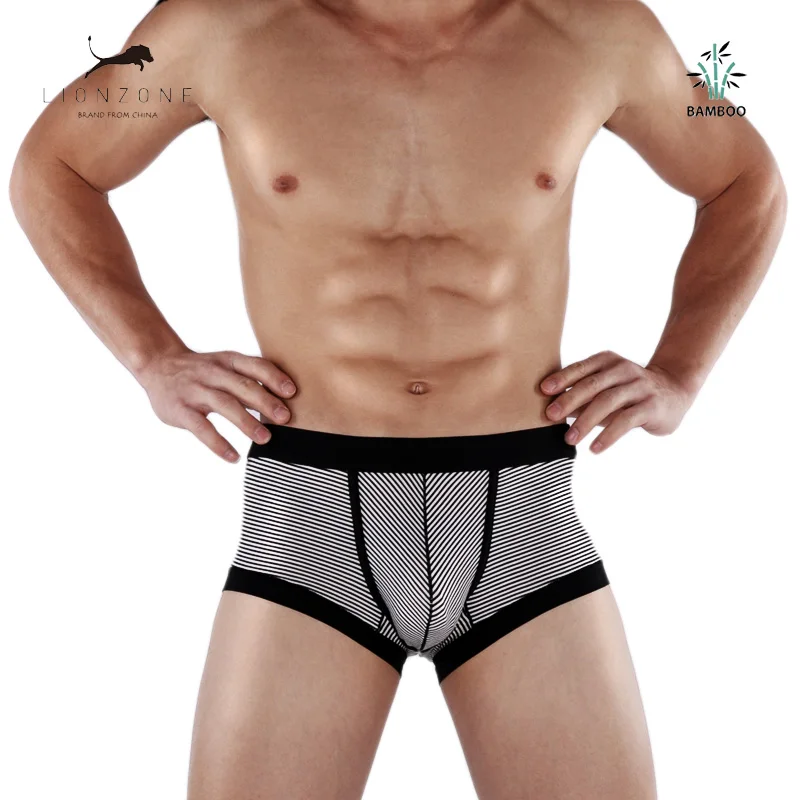 Мужское нижнее белье боксеры в полоску трусы бамбуковое модные Cueca Masculina Новое