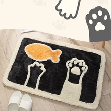 Домашний комфортный ковер Флокирование коготь животного узор ванная комната Противоскользящий коврик кухня абсорбирующий коврик кошка черный с ворсистой отделкой