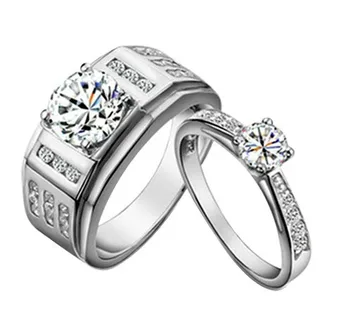 

Love Imprint 1.45Ct Classic Jewelry 925 Sterling Silver Ring Lover Couple Wedding Promise Ring Valentine Day gift