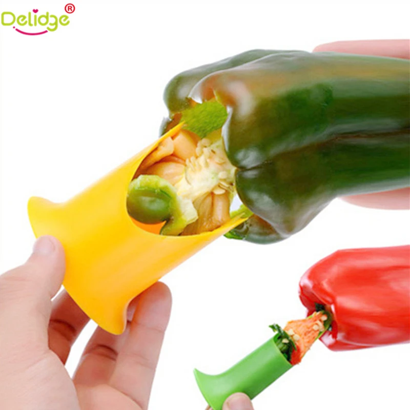 

Delidge 2 pcs/set Multifunction Green Pepper Chili Core Separator Device Plastic Tomato Fruit Vegetable Cutter Kitchen Tools
