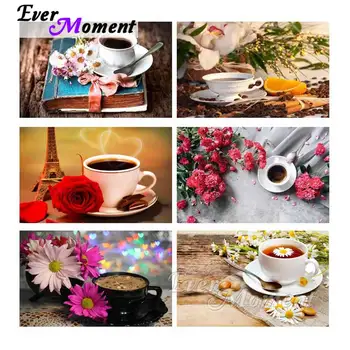 

Ever Moment Cross Stitch Coffee Flower Diamond Painting 5D DIY Home Decoration Diamond Embroidery Full Square Stones S2F1116