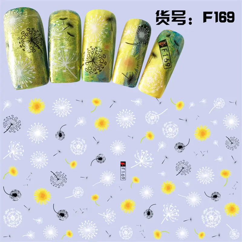 YWK 1 лист Сова/садовые цветы/Dande 3D тисненые наклейки на ногти Цветок Клей DIY маникюр слайдер ногтей советы - Цвет: F169