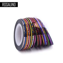 ROSALIND 30 шт./лот, смешанные цвета, рулоны, полоскание, лента, линия, гладкая поверхность, для украшения ногтей, наклейки, сделай сам, для ногтей, блестки, для ногтей