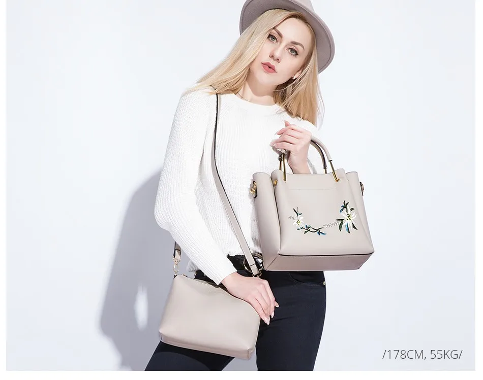 Женский набор сумок 2 шт. LOVEVOOK, большая сумка в руках с вышивкой, сумочка мессенджер через плечо из высококачественного материала