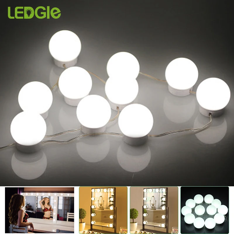  LED Backlit Mirror Light Bulb Hollywood Vanity Lights 6 10 12 Bulbs Kit for Dressing Table Desk wit