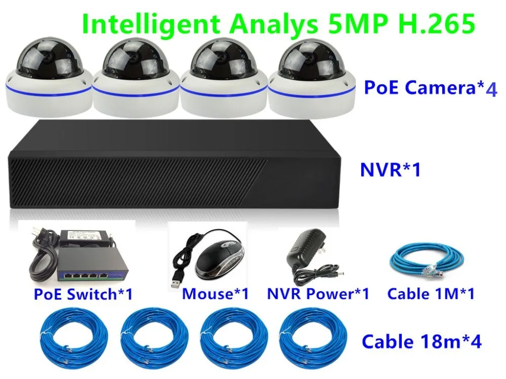 8CH/4CH IP 5.0MP 3.0MP H.265 Antiriot купольный комплект наблюдения камера 48 В PoE NVR сетевой
