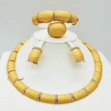 High quality Necklace Bangle Earring Ring Fine African jewelry sets Beads gold-color Dubai Plated Fashion Wedding women