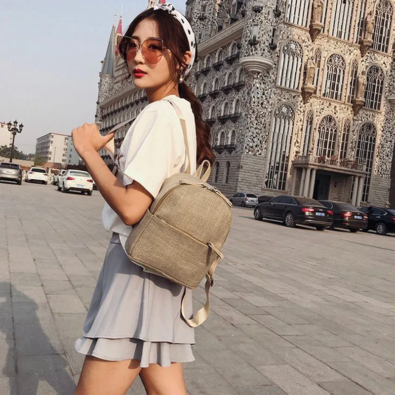 New Women Fahsion Canvas Backpacks Student Travel Female Casual Shoulder Bags Lady Weave Mochila Holiday Knit Back Pack BP3015 (2)
