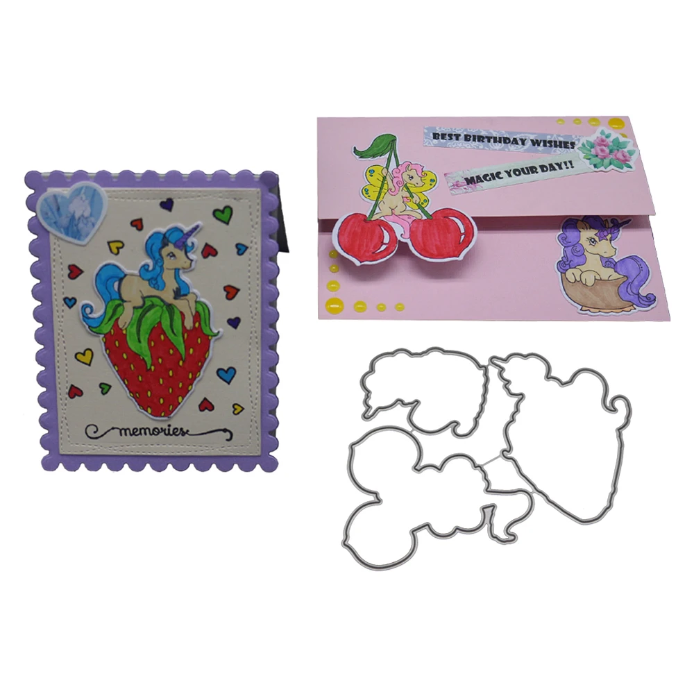 

Fruits Einhorn Birthday Dies Cutting Metal Embossing Scrapbooking Collection Steel Craft Die Cut Clear Stamp Paper Card Stencil