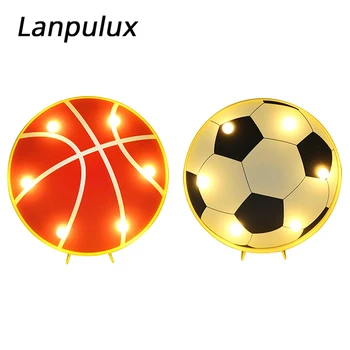 

Lanpulux Boy Bedroom Decor lighting Fixtures Basketball Football Shape Creative Design LED Warm White Night Light Birthday Gift