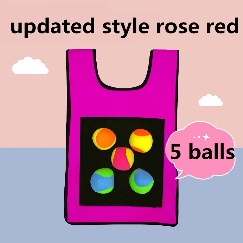 Happymaty/реквизит для игр; жилетка из липкого Джерси; жилетка для игр; жилетка с липким мячом; Детская уличная забавная спортивная игрушка - Цвет: 5 balls rose red