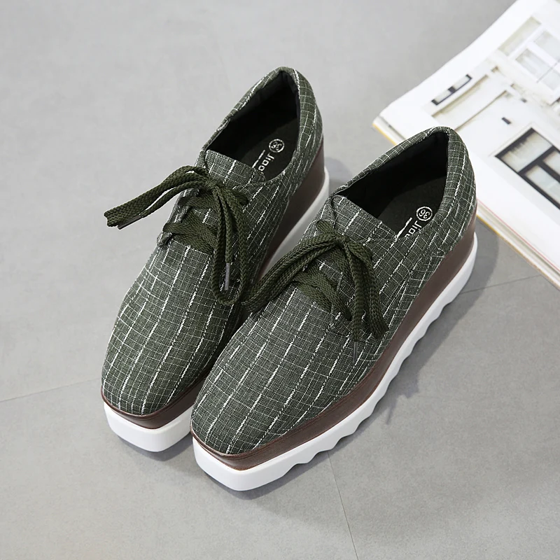 

Brand Canvas Platform Autumn Shoe Woman Round Toe Lace-Up Platform Oxford Shoes For Women 2017 New Fashion Creepers