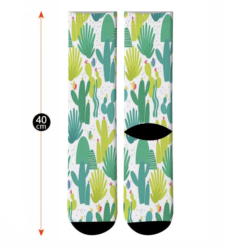 Новые мужские носки с объемным рисунком цветов кактуса, мужские носки с цветочным узором, длинные носки, носки без пятки с изображением сахарного черепа