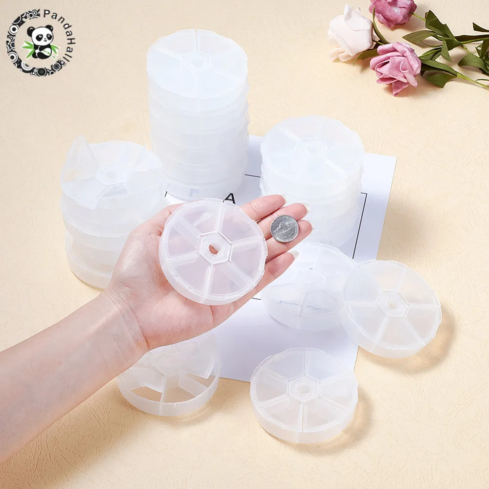 

20pcs Jar Transparent Boxes Round Plastic Beads Packaging Storage Containers 6 Compartments 8x8x2cm Clear Cases Bottle PANDAHALL