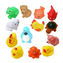 13Pcs Lovely Mixed Animals Colorful Soft Rubber Float Squeeze Sound Squeaky Bathing Toy For Baby
