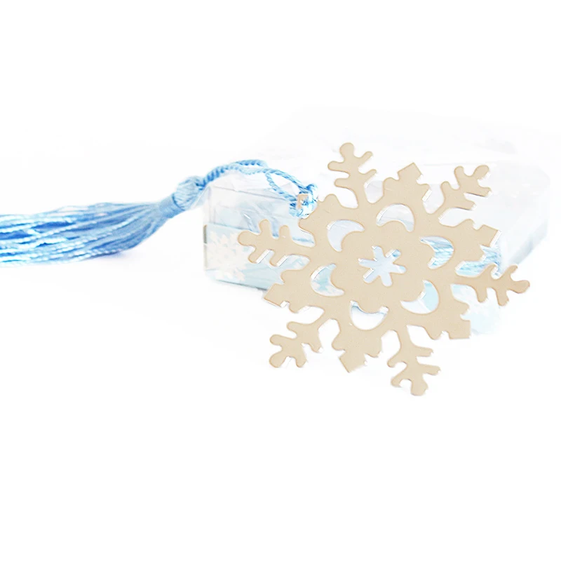 Sliver Metal Book Marker Snowflake Bookmarks Wedding Supplies Pendant Gifts Tassel-12Pcs - Цвет: Sliver