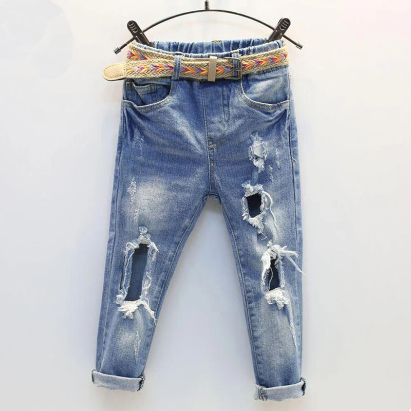 Baby Boys Girls Hole Jeans Trousers 1 7Yrs Children Boys Ripped Jeans ...