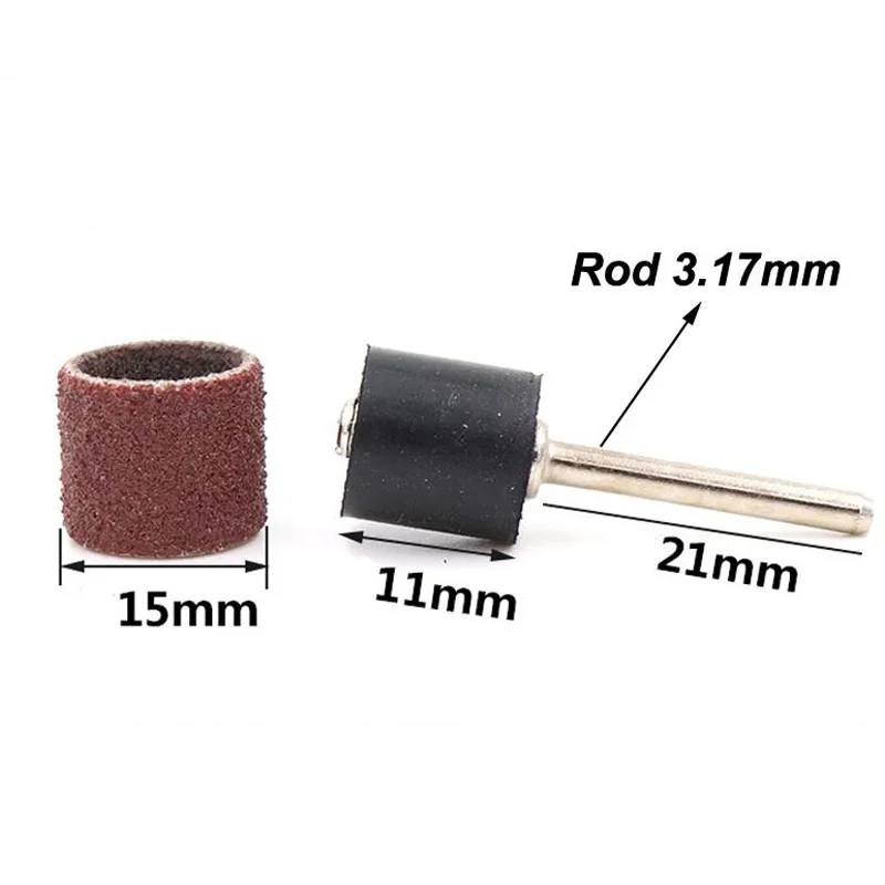 1pcs 8x11mm 15x11mm 3.175mm Shank Grind Polishing Sandpaper Circle Rod