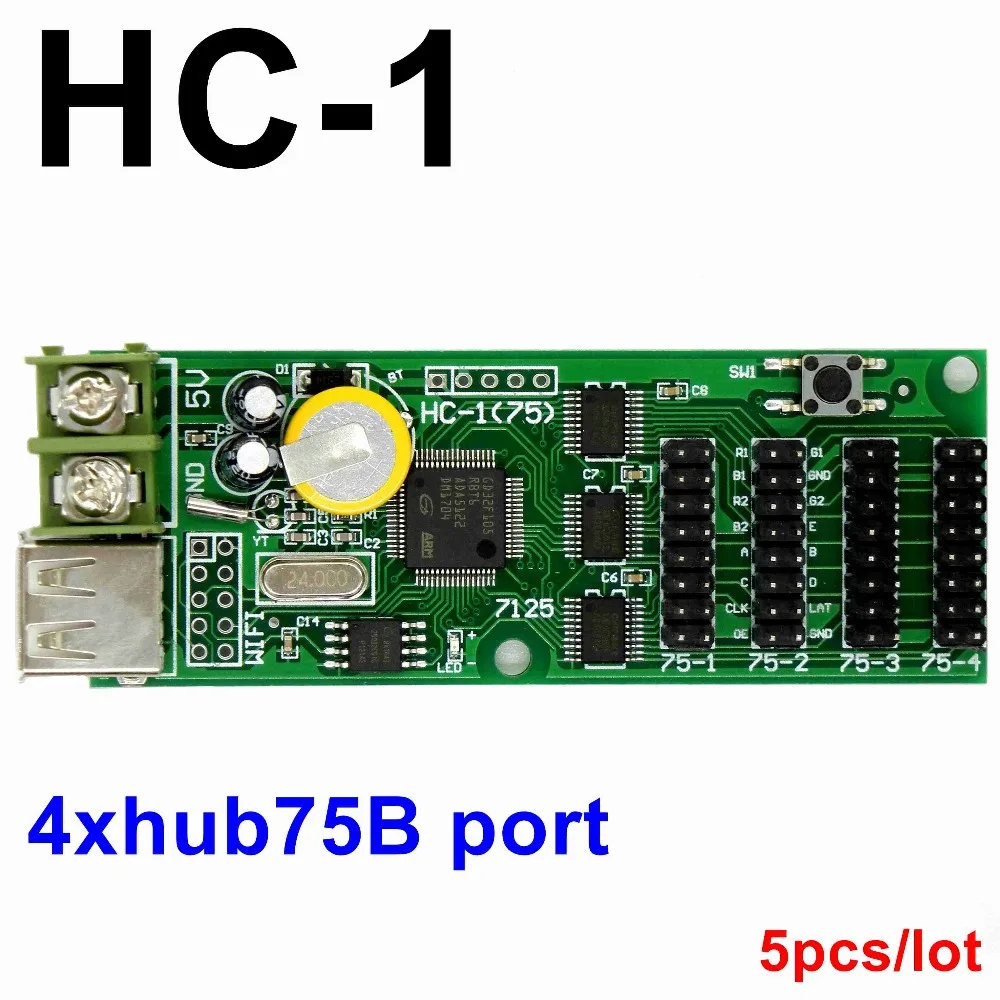 

HC-1 USB full color LED controller U-key asynchronous lintel led control card Gray background animation with 4*hub75b port