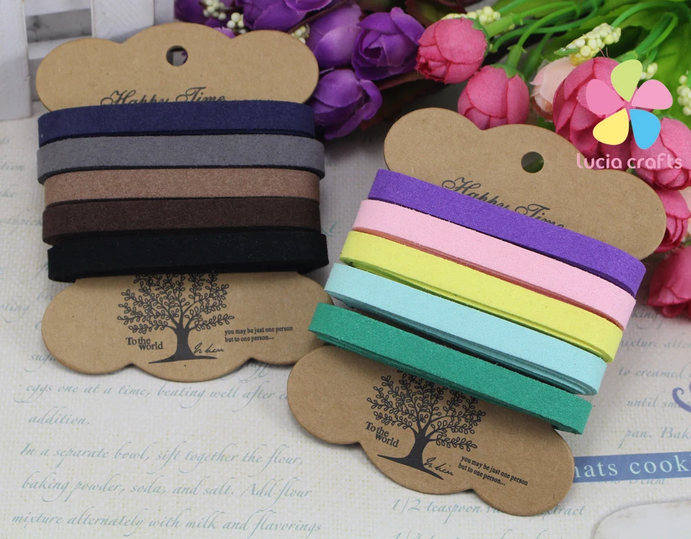 

8mm Flat Faux Suede Korean Velvet Leather Cord Double-sided Velvet DIY Jewelry accessory 1card/lot,5y/card,1y/color 008005040