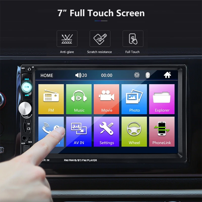 Vtopek 2 din HD coche radio pantalla táctil vehículo reproductor de audio GPS controlador de volante Bluetooth universal Multimedia MP5