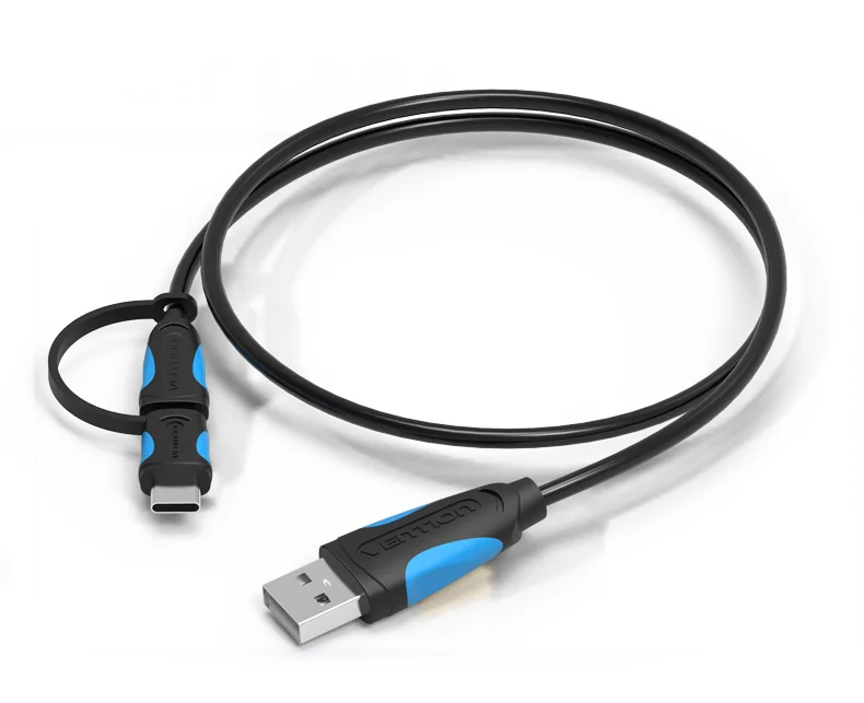 Кабель Micro USB Vention type-C 2 в 1 USB кабель для синхронизации данных USB C 5 в 2,4 a кабель для быстрой зарядки для samsung Xiaomi 5 huawei кабель type C 2 м