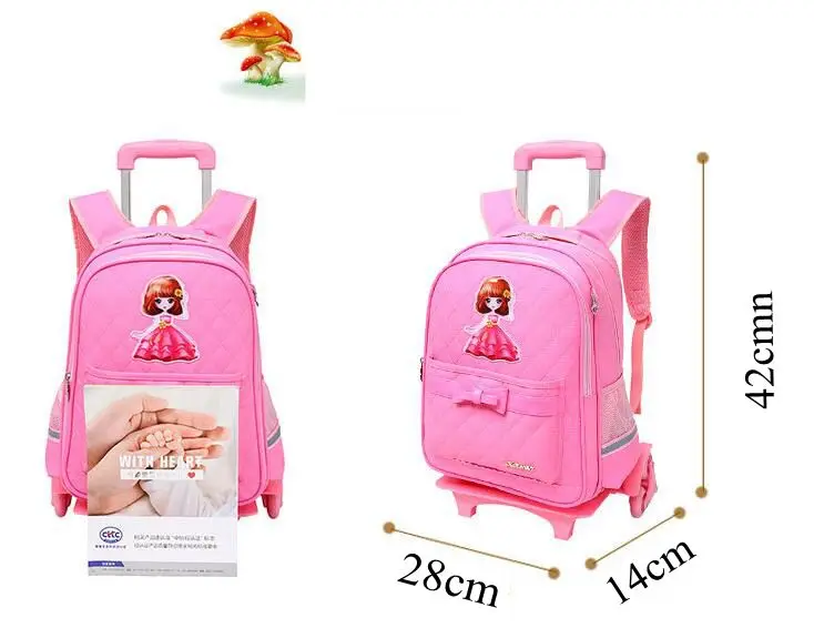 Студент тележки рюкзак для школьников подвижного сумки для девочек колесных рюкзак школьный рюкзак с колеса путешествовать сумка тележка