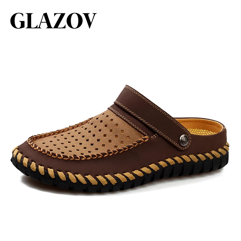

New High Quality Split Leather Sandals Men Flat Heel Summer Shoes 2018 Mens Sandals Male Casual Brand Shoes Soft Beach Sandals