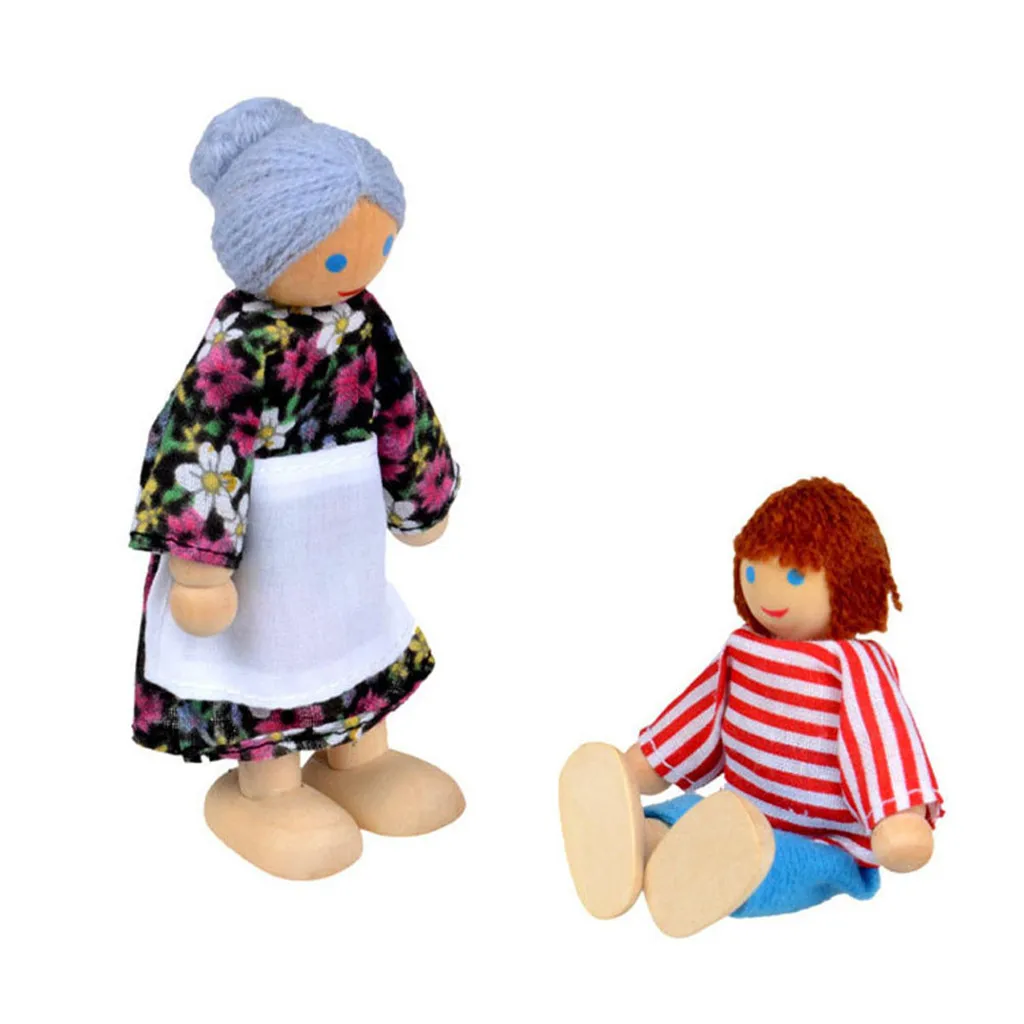 

Black Girl Dolls African American Dolls Wooden Furniture Dolls House Family Miniature People Doll Toy For Kid Child MJ1122