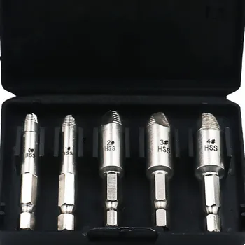 

2018 new 5pcs Screw Extractor Woodscrew Iron Screws Sliding Tooth Breaks Out HSS4241 Broken Wire Drill Bit