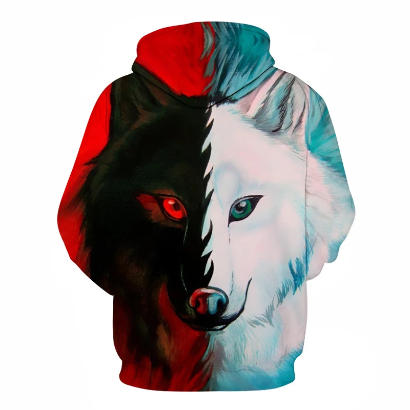 3 Wolf Hoodies Red White