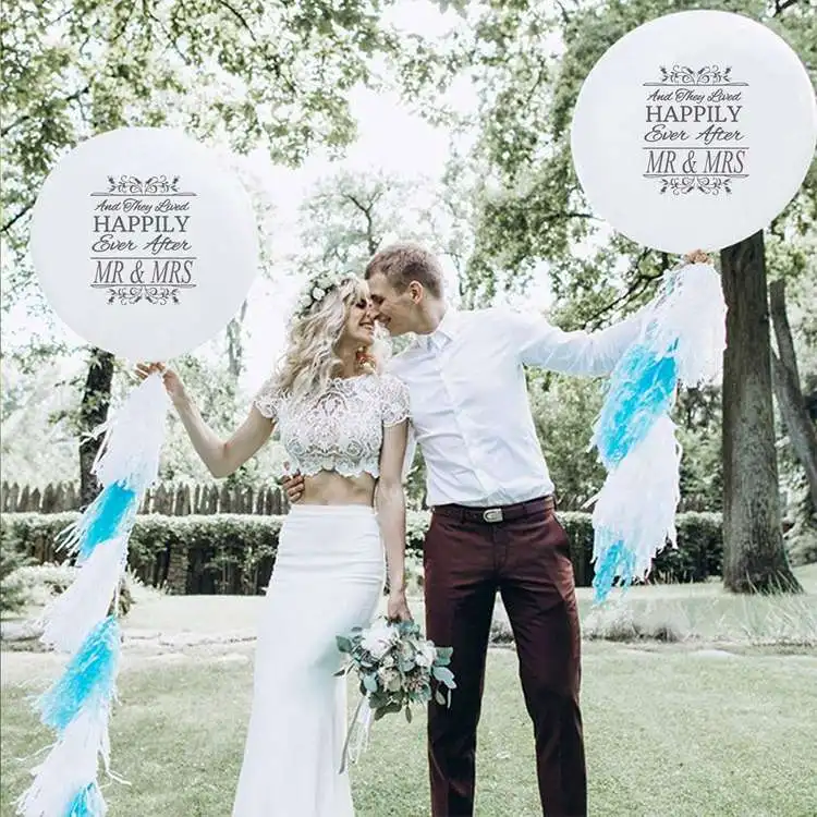 LAPHIL 36 дюймов счастливо после Mr Mrs только что женились латексные воздушные шары свадебный душ гелиевый воздух Свадебный шар шарики для украшения
