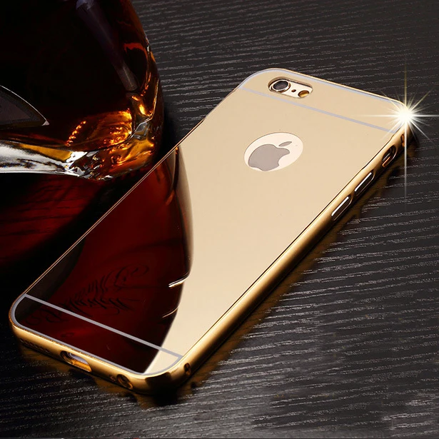 For iphone 5S SE 7 Plus Case Thin Aluminum Metal Mirror