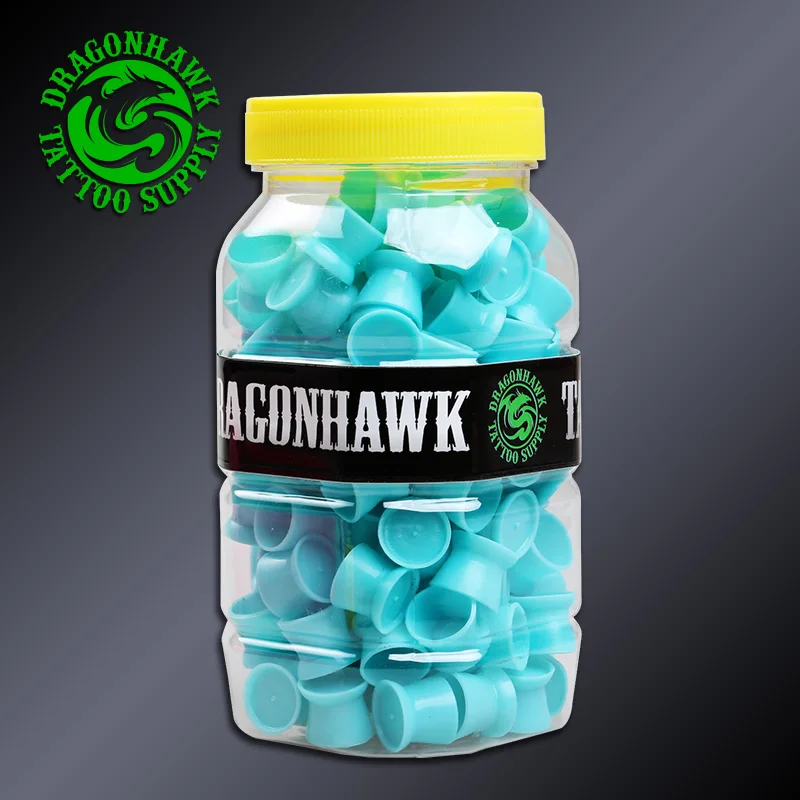 

1 Pack Medium Tattoo Ink Cups Caps Unique Design Silicone Material Tattooing Supplies Blue Color