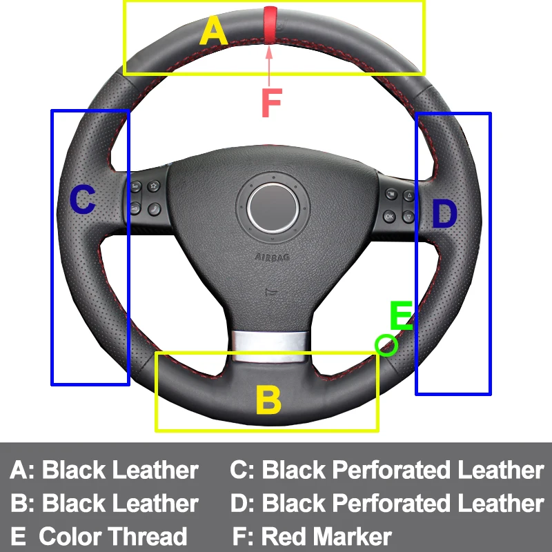 HuiER ручного шитья рулевого колеса автомобиля крышки красный маркер для Volkswagen Golf 5 Mk5 Sagitar Magotan Passat B6 Jetta 5 Mk5 Tiguan