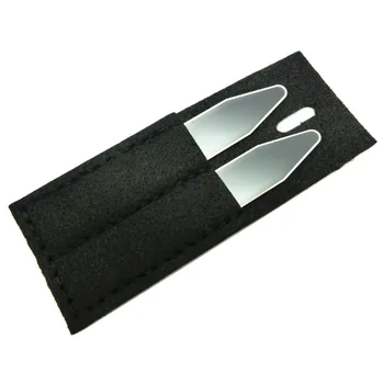 

SHANH ZUN Custom Personalized Name Collar Stays Bones for Dress Shirt Black Color 1 Pair