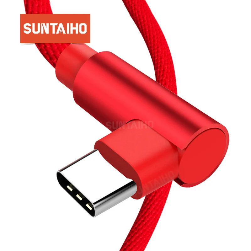 Suntaiho USB-Type C кабель 90 градусов локоть для huawei USB C зарядное устройство кабель для samsung LG для Oneplus данных Кабо Для Xiaomi 8 se