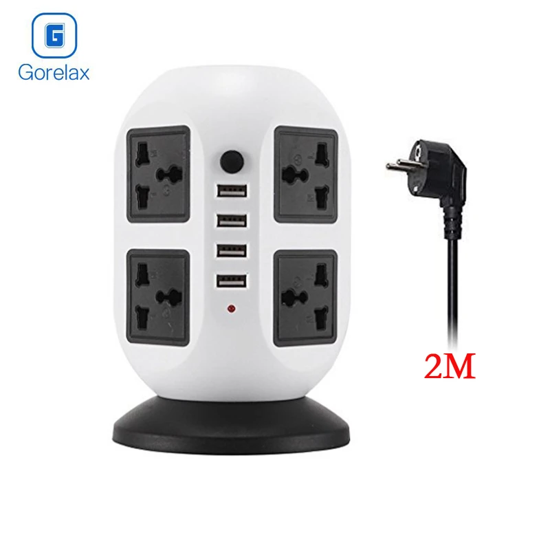 Power Strip Socket, Surge Protector Electrical Power Table Socket With 4 USB Ports 8 Outlet, Kitchen Table Tower Socket EU Plug