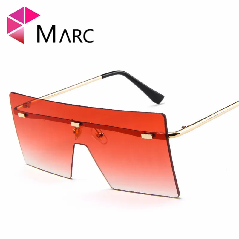 

MARC UV400 2019 NEW WOMEN MEN sunglasses Rectangle Square Gradient sun glasses Mirror Brown Trend Rimless classic gafas Clear