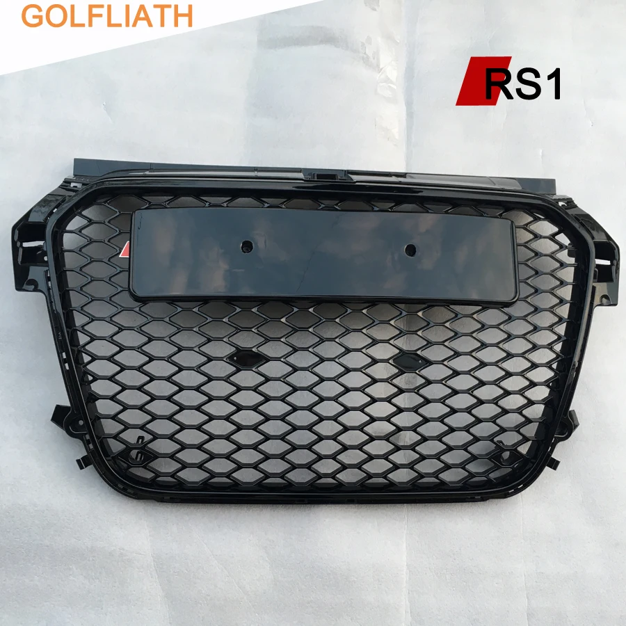 

GOLFLIATH High quality A1 RS1 Style ABS Black Painted Auto Car HoneyComb center Grill Front Bumper Grille For Audi A1 2010-2015