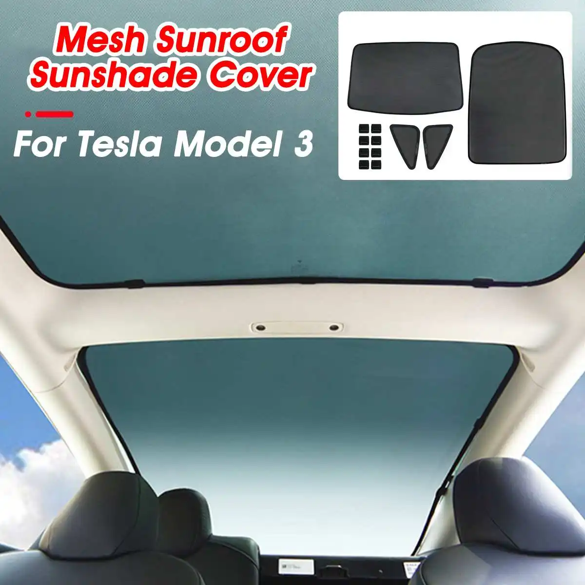 Special Price Audew Zwarte Auto Dak Mesh Zonnedak Zonnescherm Cover Gordijn Isolatie Anti-Uv Auto Dakraam Blind Shading Netto Set Voor Tesla Model 3