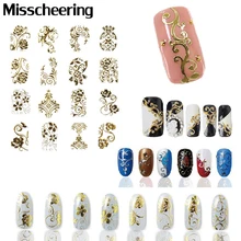 Горячие золотые наклейки для стикеры 3D на ногти Nail Art, 108 шт/лист, высокое качество, металлические цветы, смешанный дизайн, Типсы для ногтей, аксессуары, инструмент для украшения