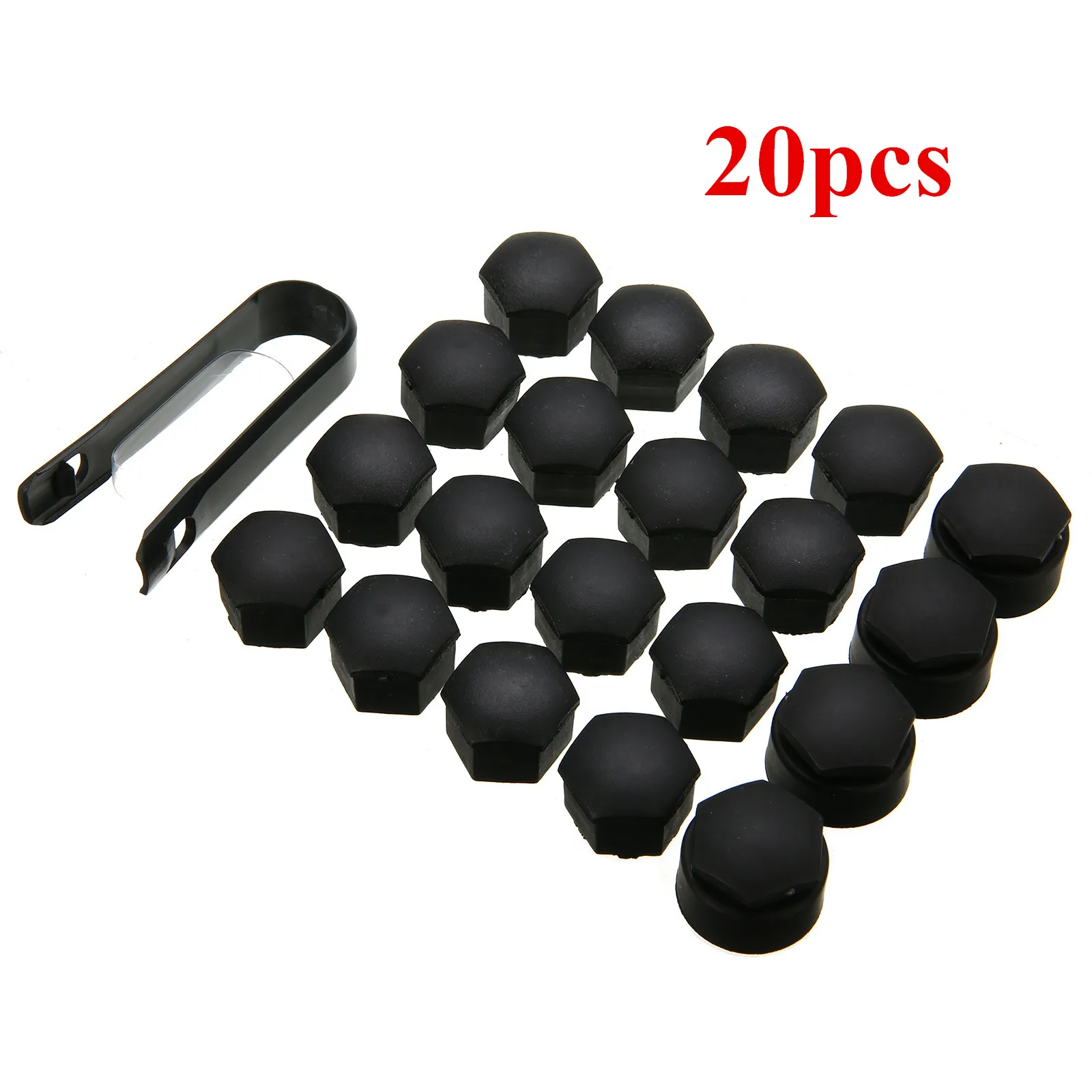 20pcs/lot New ABS Matte Black 17mm Wheel Lug Bolt Nut Cap Cover With Removal Tool Key Special For Audi Auto Styling Accessories